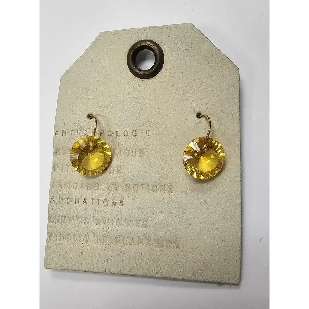 Anthropologie Faceted Yellow Crystal Drop Earrings - Picture 1 of 3